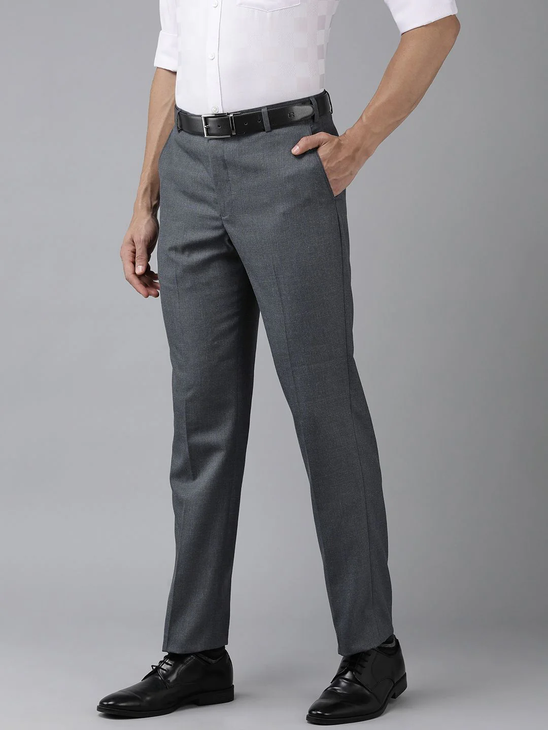 Park Avenue Men Mid-Rise Checked Smart Trousers - Image 2