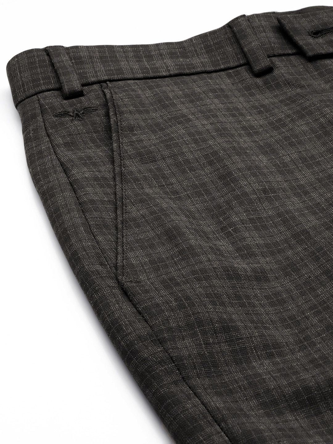 Park Avenue Men Mid-Rise Checked Smart Trousers - Image 6