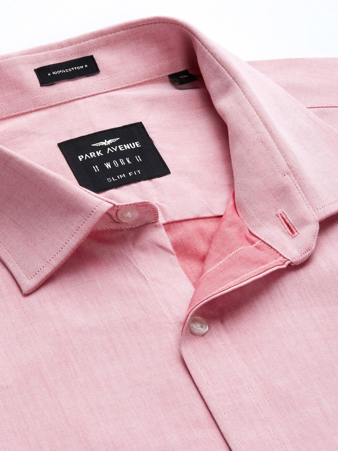 Park Avenue Men Pink Solid Slim Fit Formal Shirt - Image 2