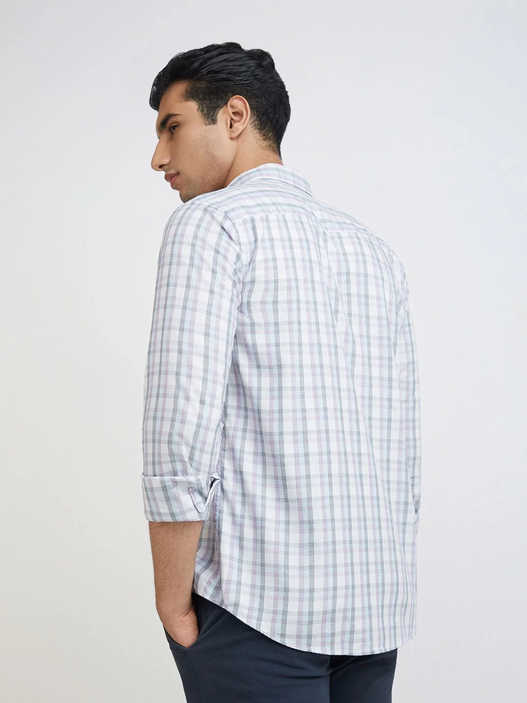 Park Avenue Men Pure Cotton Slim Fit Checked Casual Shirt - Image 4