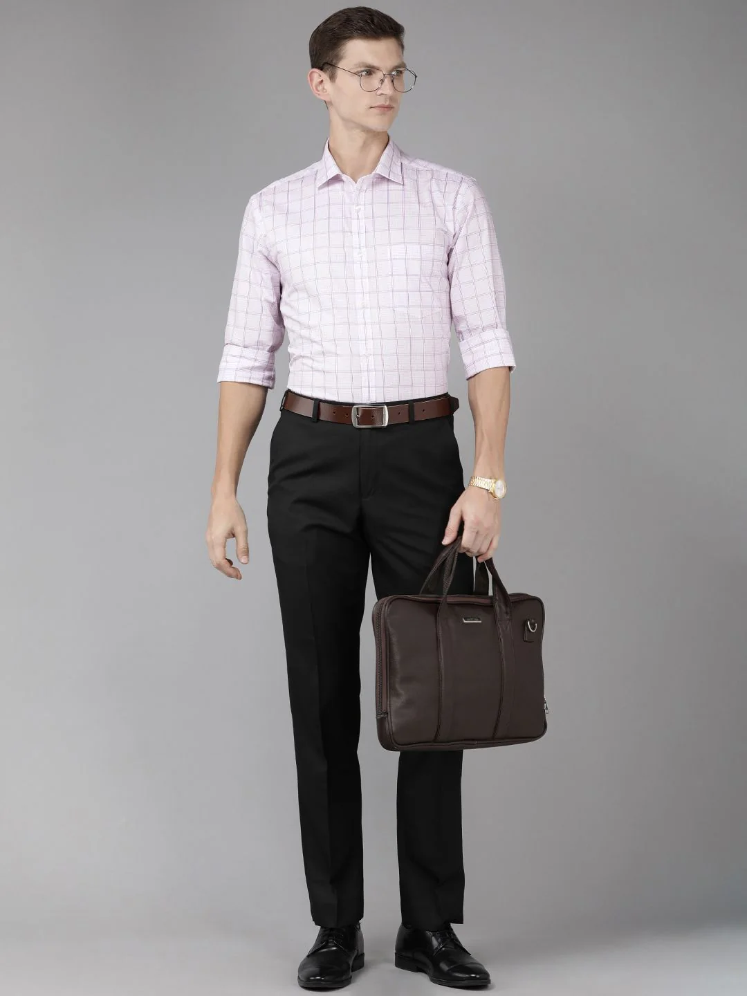 Park Avenue Men Pure Cotton Slim Fit Checked Formal Shirt - Image 7