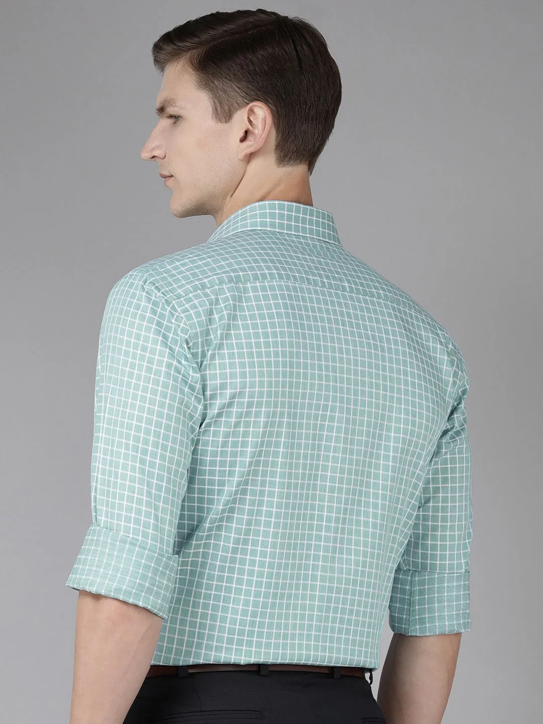 Park Avenue Men Pure Cotton Slim Fit Grid Tattersall Checks Opaque Formal Shirt - Image 6