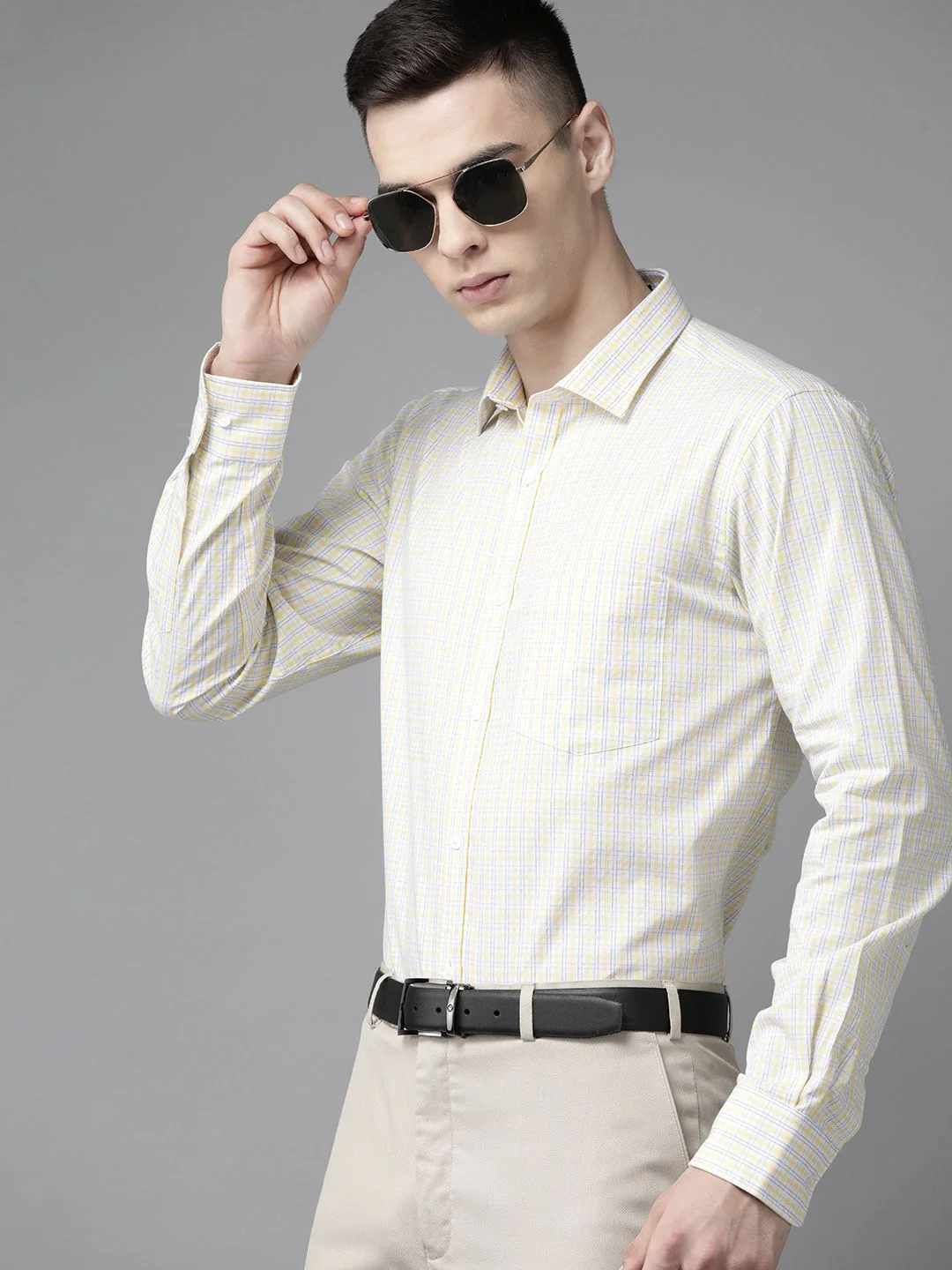 Park Avenue Men Pure Cotton Slim Fit Tartan Checked Formal Shirt