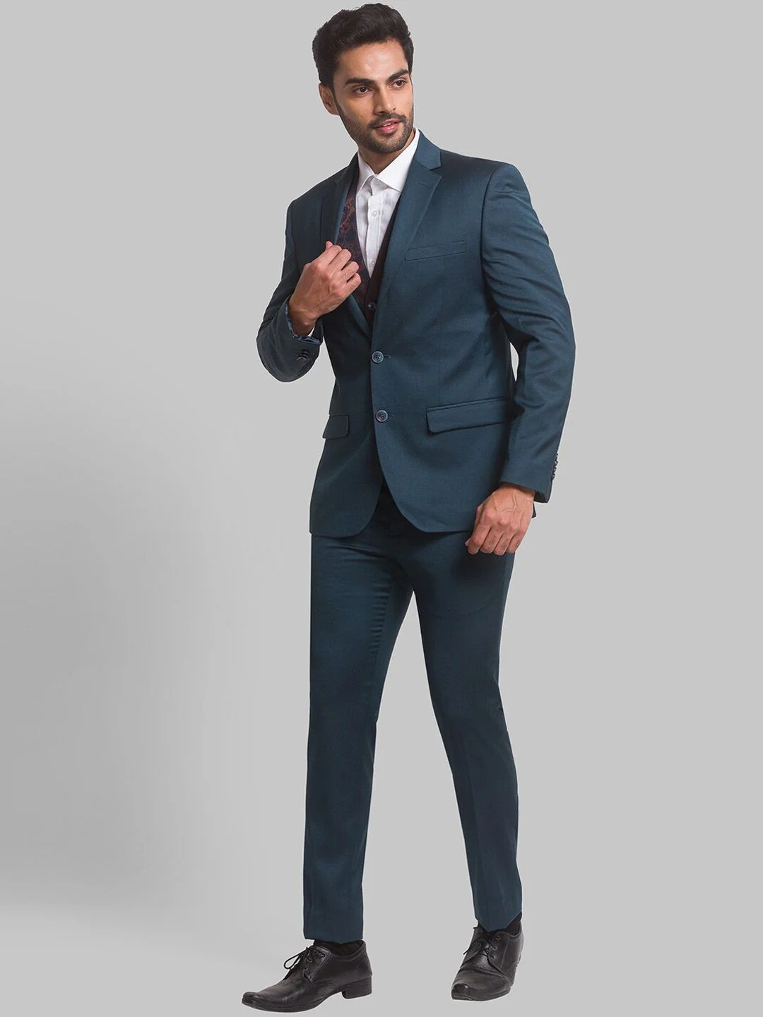 Park Avenue Men Self Design Super Slim Fit Single-Breasted Three-Piece Formal Suit - Image 5