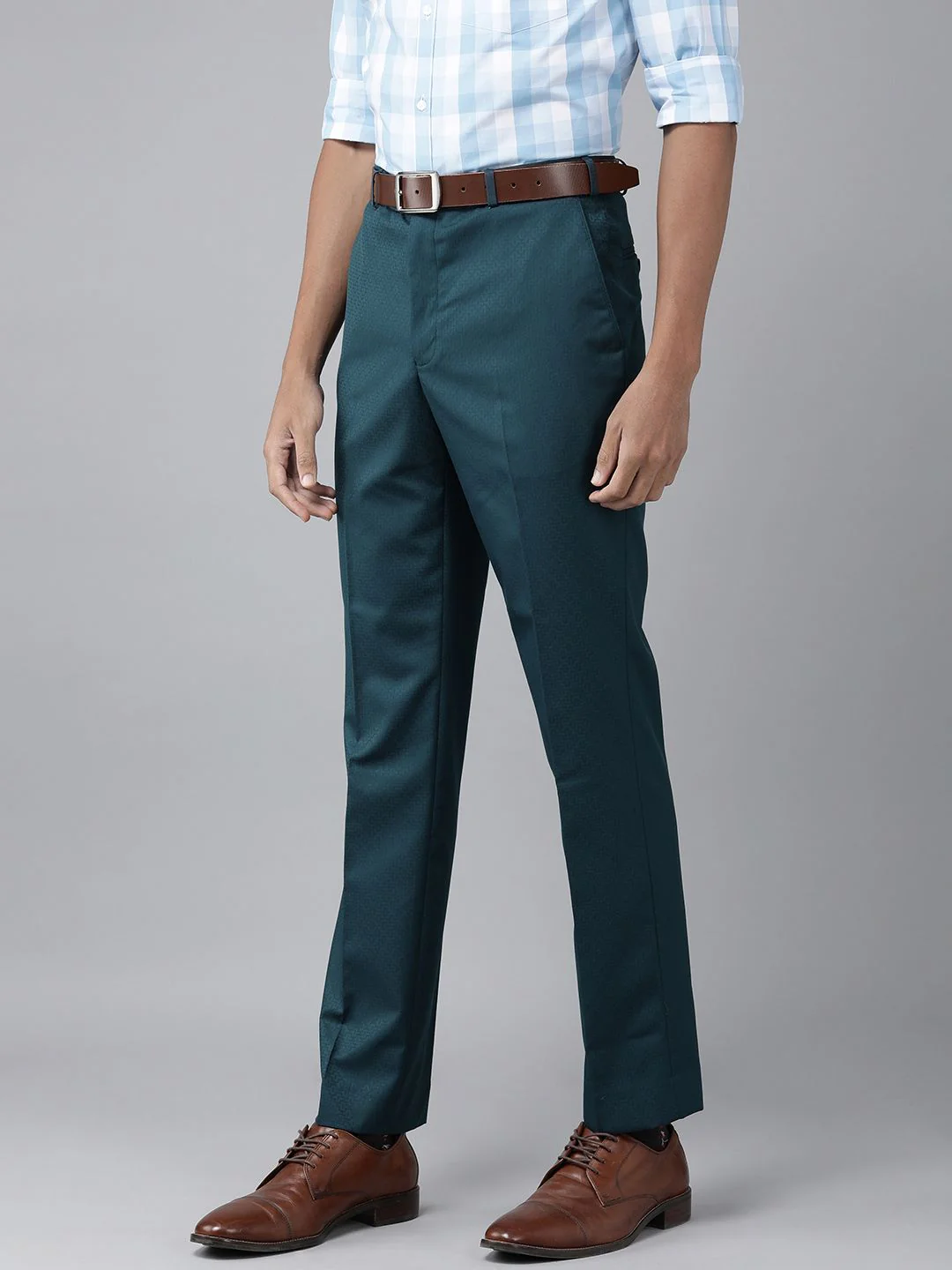 Park Avenue Men Self Design Textured Smart Slim Fit Formal Trousers - Image 2