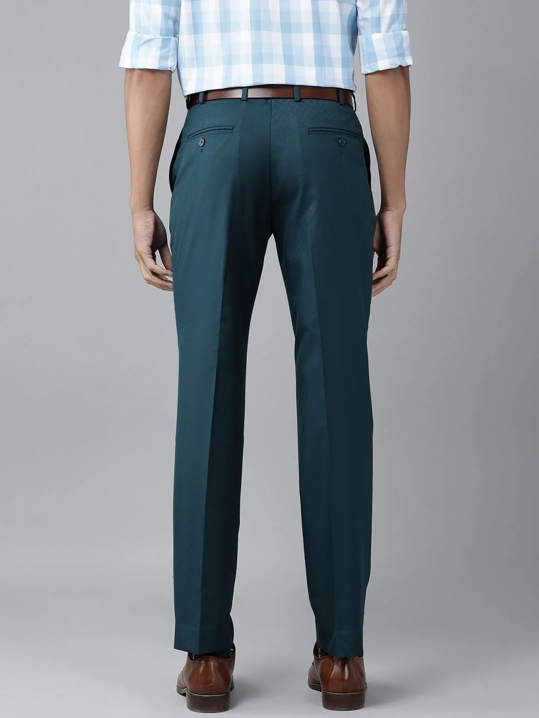 Park Avenue Men Self Design Textured Smart Slim Fit Formal Trousers - Image 3