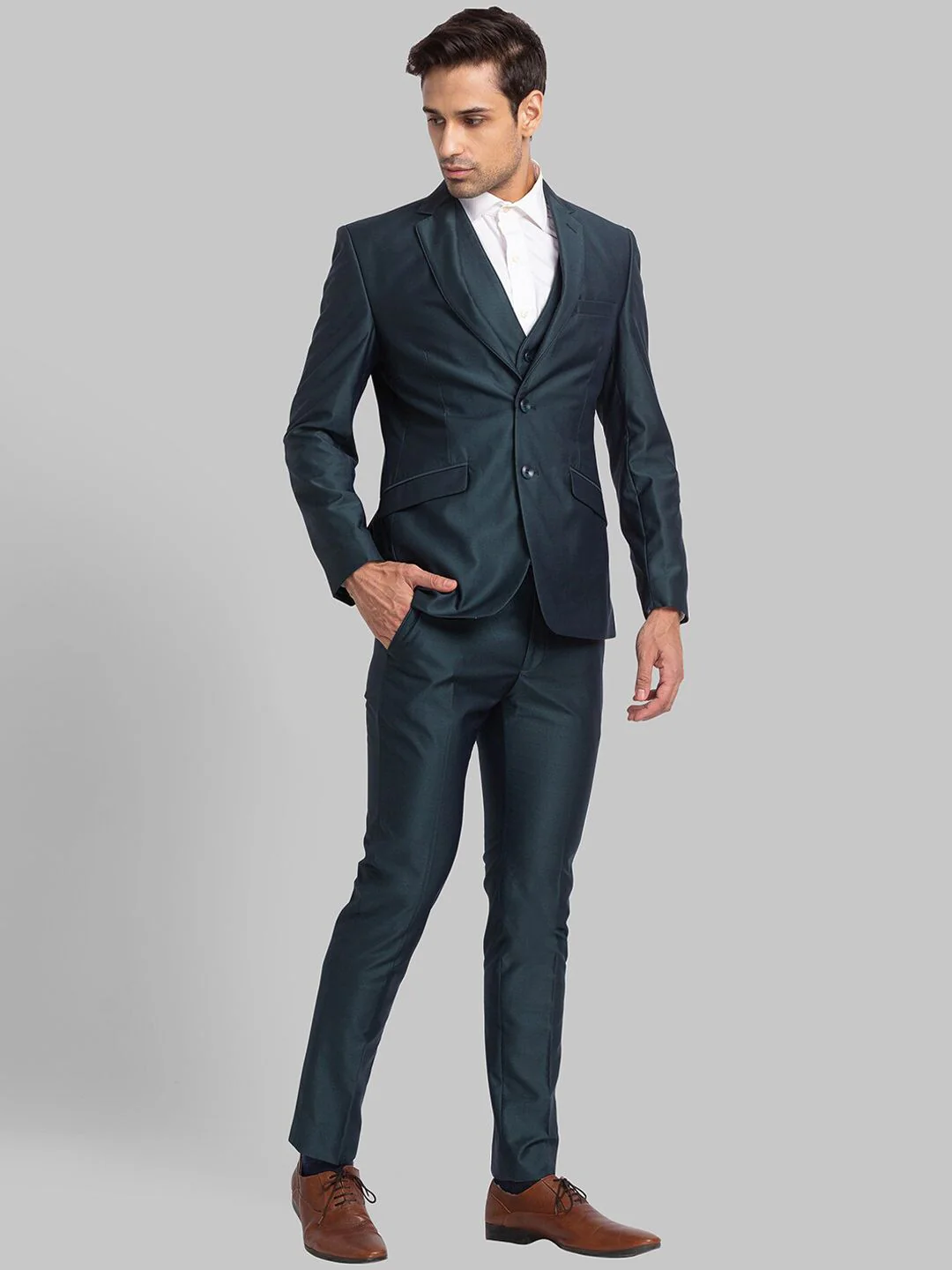Park Avenue Men Single Breasted Slim Fit 3-Peice Formal Suit - Image 3