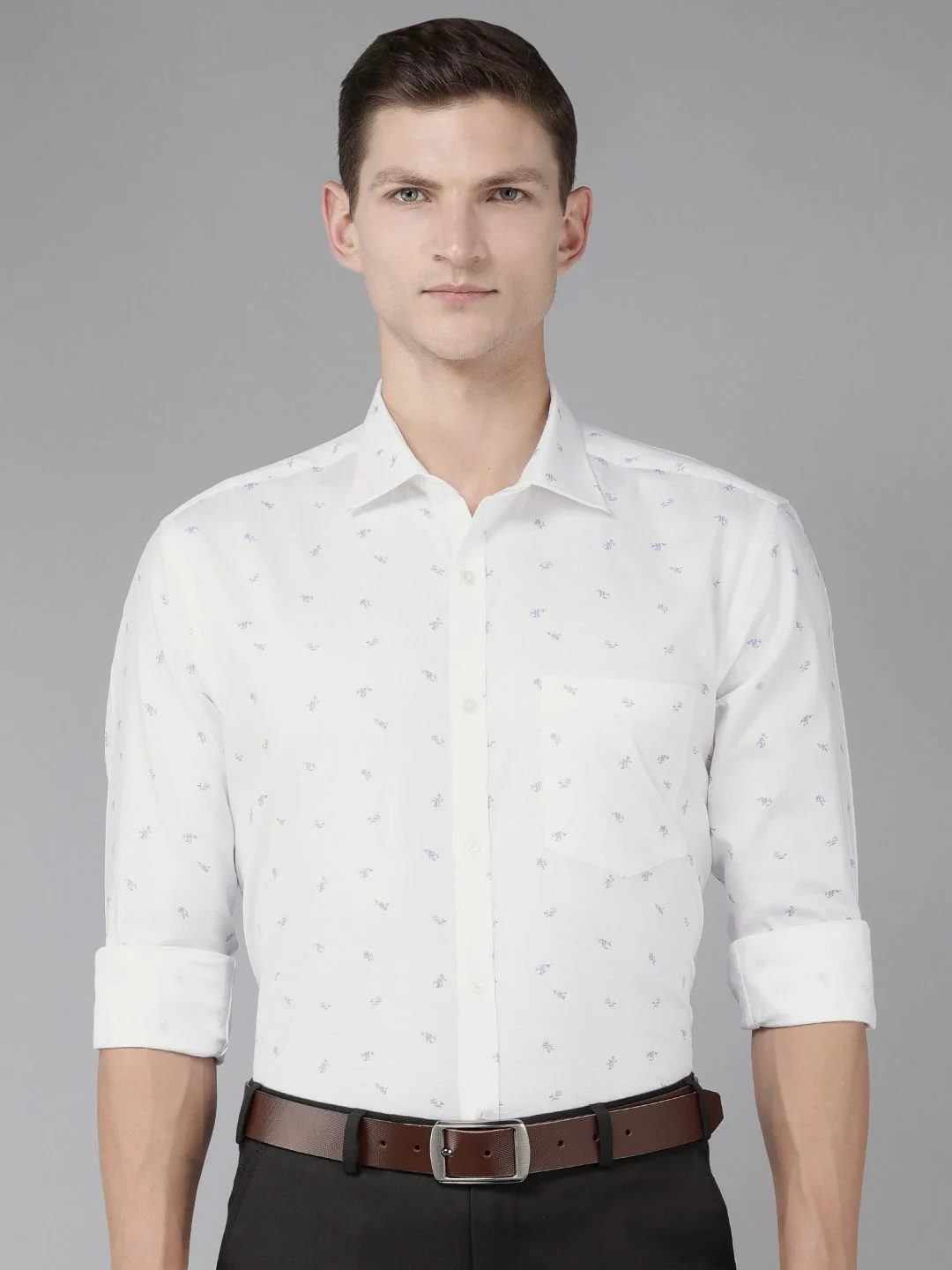 Park Avenue Men Slim Fit Floral Printed Pure Cotton Formal Shirt - Image 5