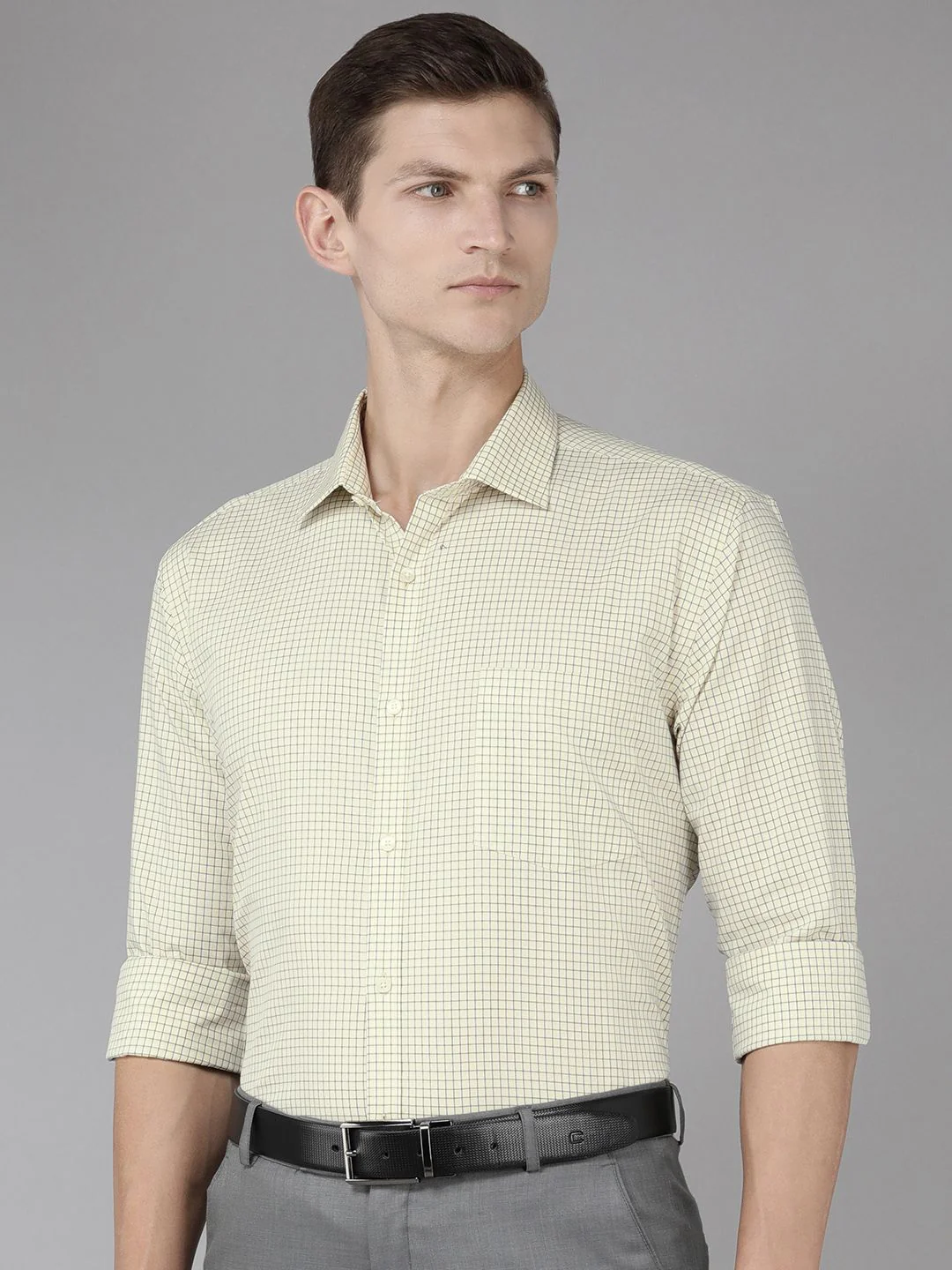Park Avenue Men Slim Fit Grid Tattersall Checks Opaque Pure Cotton Formal Shirt - Image 4