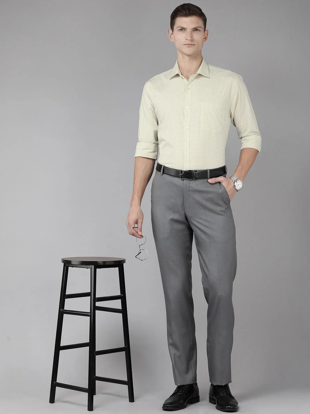 Park Avenue Men Slim Fit Grid Tattersall Checks Opaque Pure Cotton Formal Shirt - Image 7
