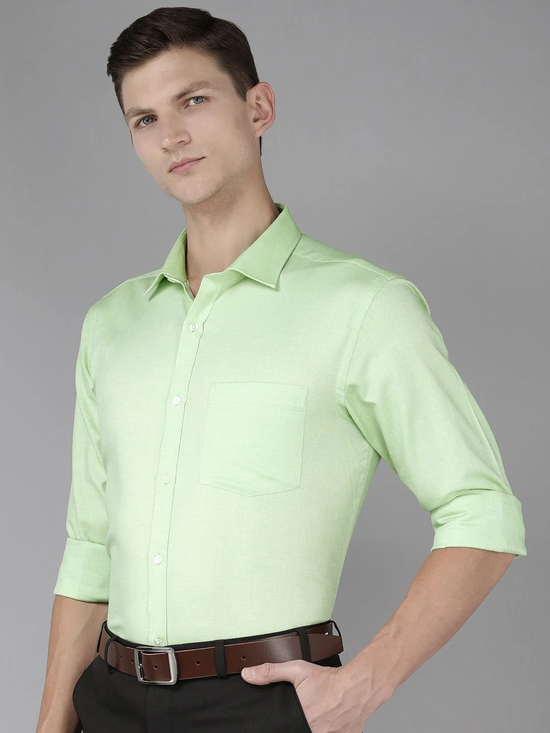 Park Avenue Men Slim Fit Micro Ditsy Opaque Self Design Pure Cotton Formal Shirt - Image 4