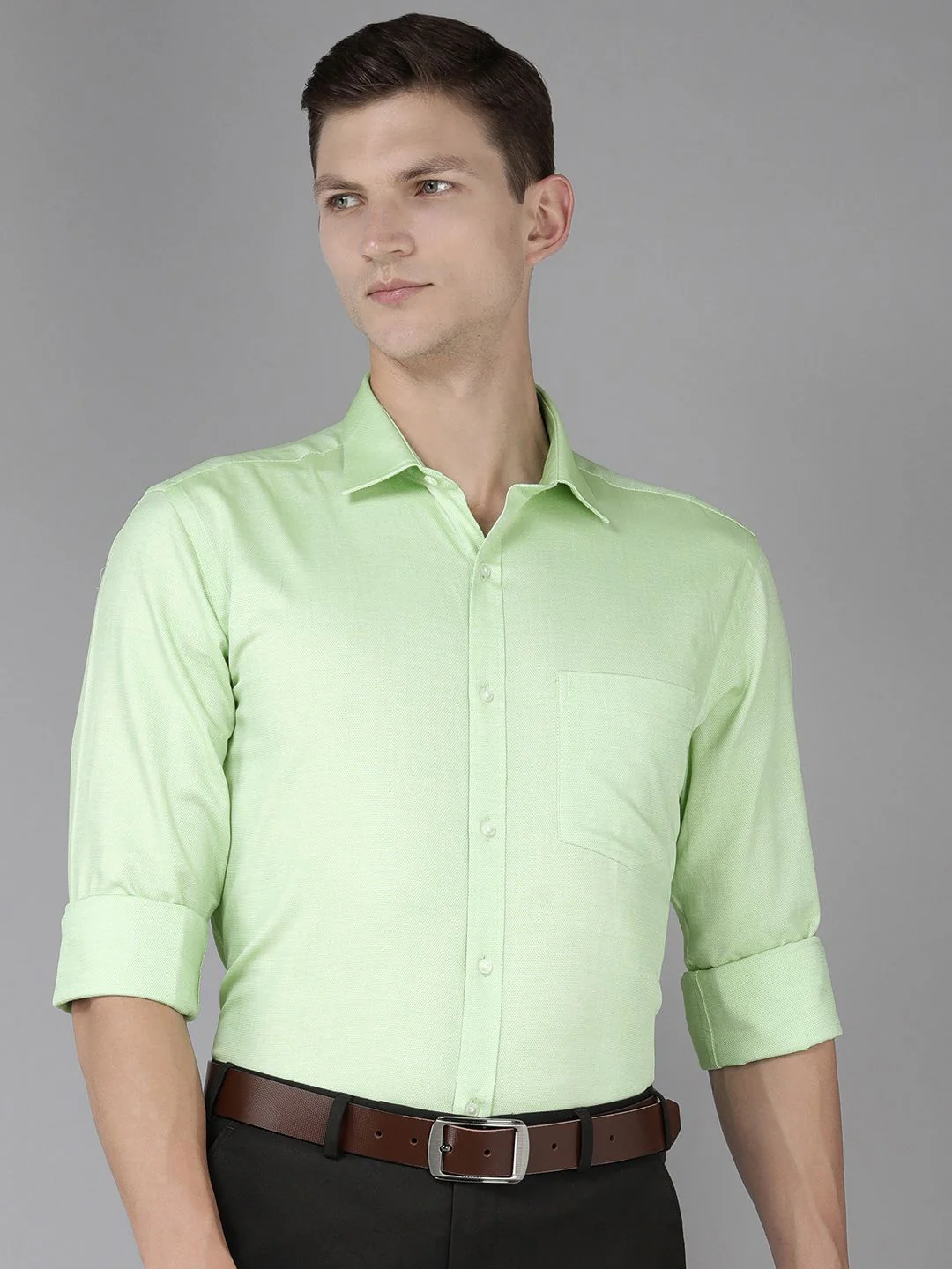Park Avenue Men Slim Fit Micro Ditsy Opaque Self Design Pure Cotton Formal Shirt - Image 5