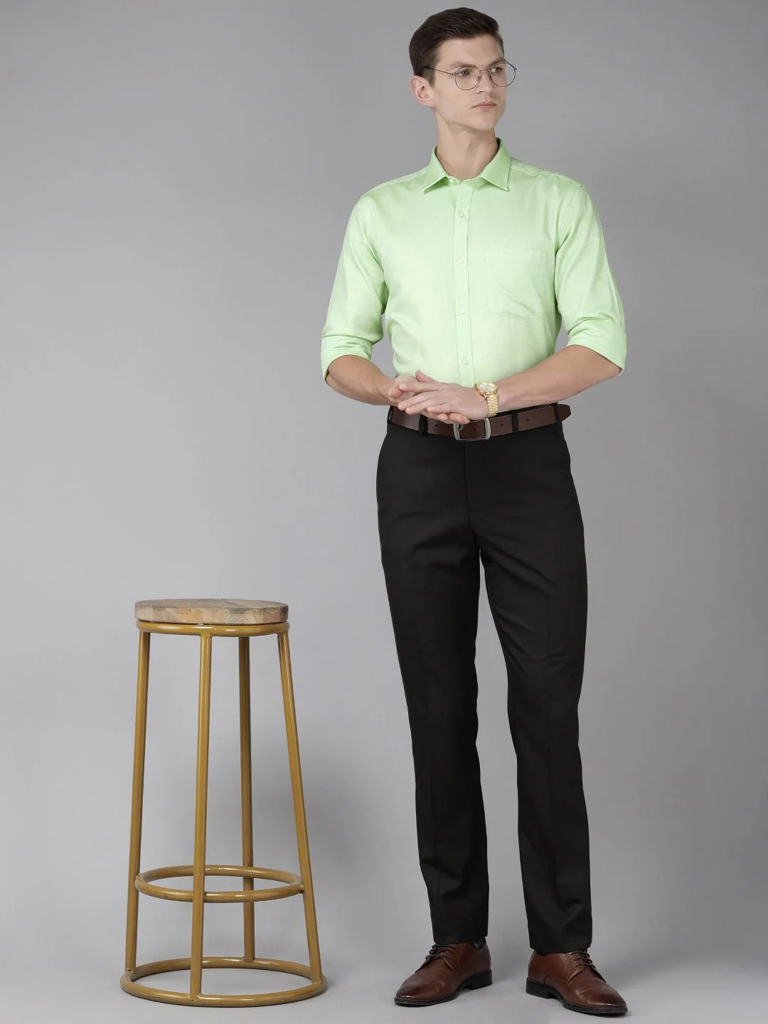 Park Avenue Men Slim Fit Micro Ditsy Opaque Self Design Pure Cotton Formal Shirt - Image 7