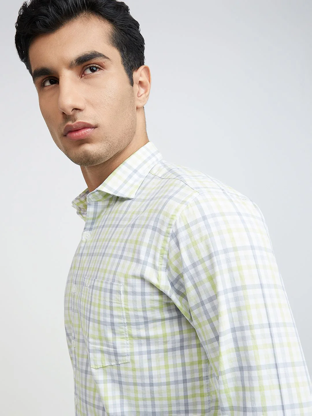 Park Avenue Men Slim Fit Opaque Checked Pure Cotton Casual Shirt - Image 2