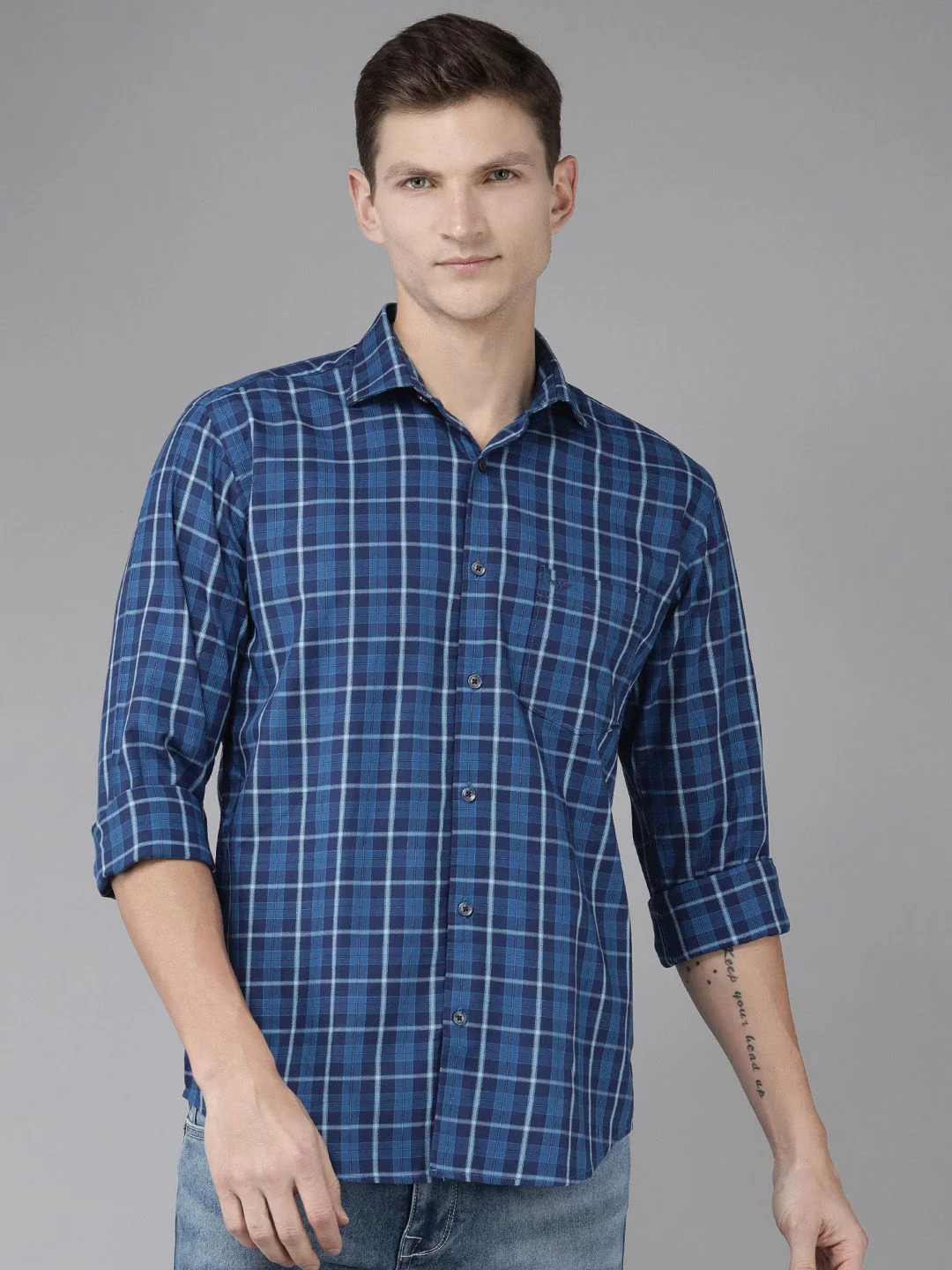 Park Avenue Men Slim Fit Tartan Checks Opaque Pure Cotton Casual Shirt - Image 5