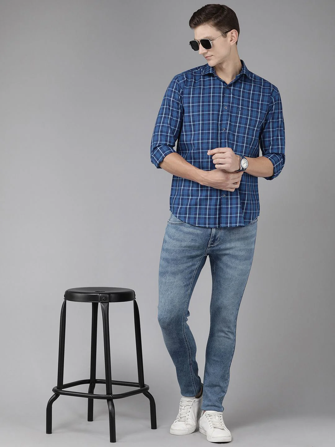 Park Avenue Men Slim Fit Tartan Checks Opaque Pure Cotton Casual Shirt - Image 7