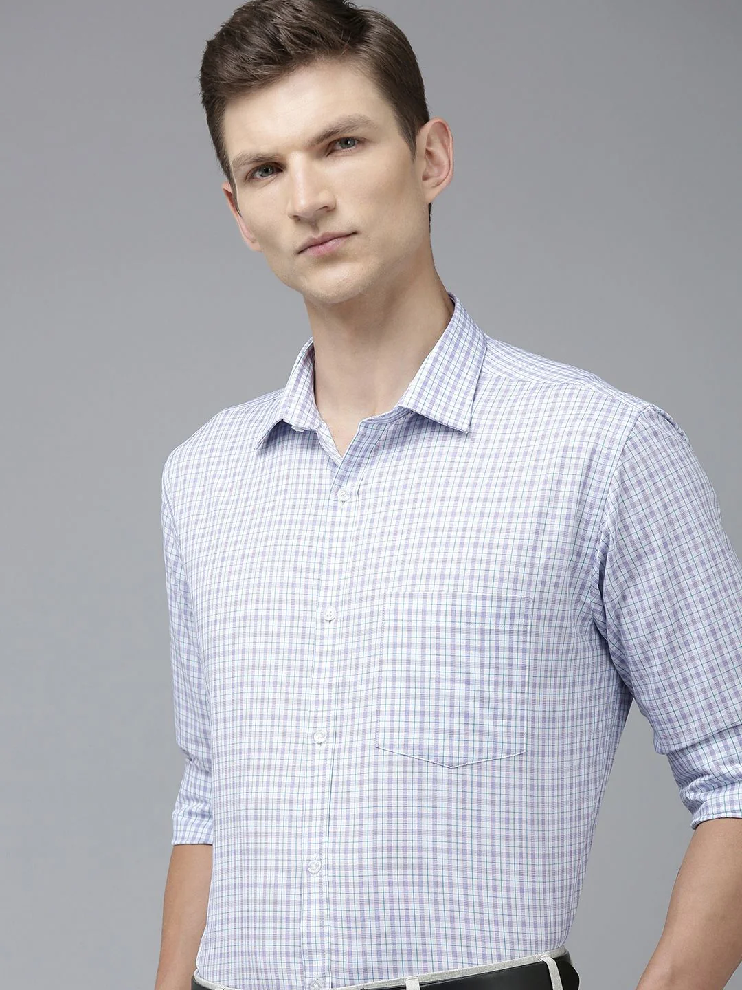 Park Avenue Men Slim Fit Tartan Checks Opaque Pure Cotton Formal Shirt