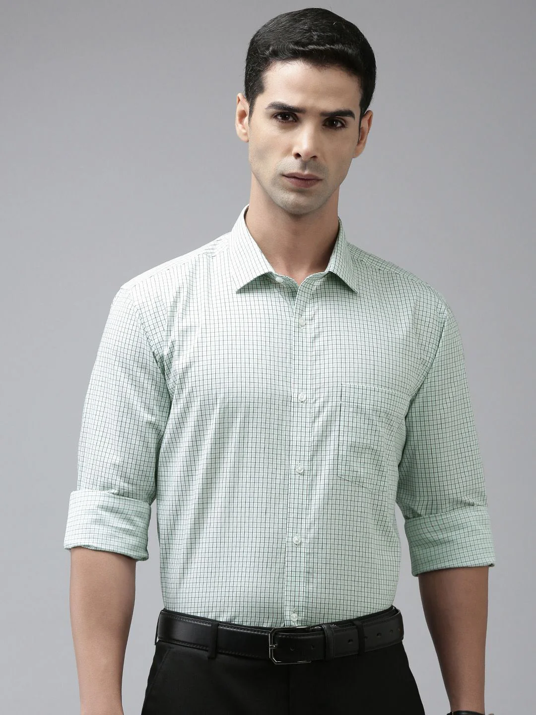 Park Avenue Men Slim Fit Tartan Checks Opaque Pure Cotton Formal Shirt - Image 5