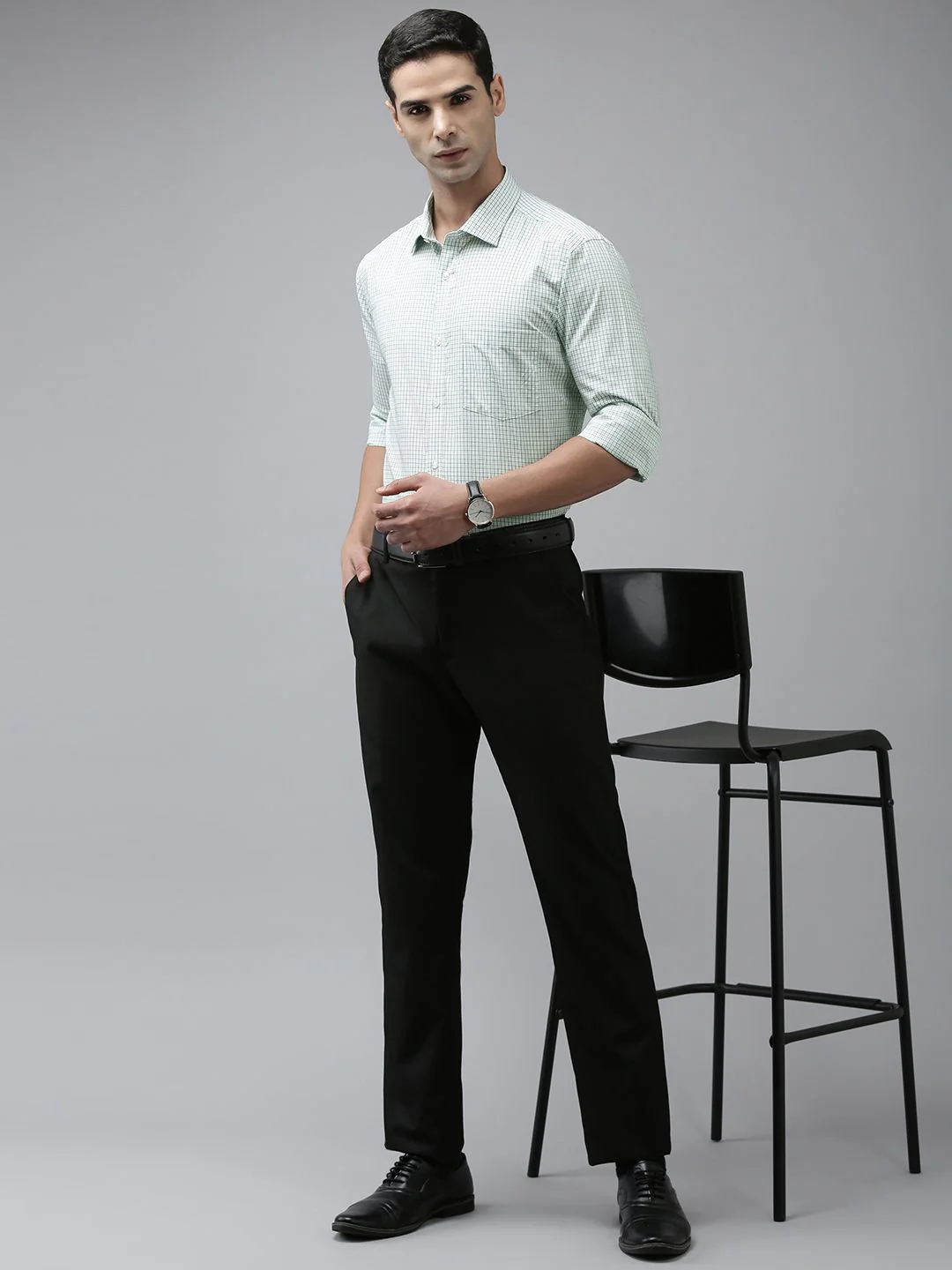 Park Avenue Men Slim Fit Tartan Checks Opaque Pure Cotton Formal Shirt - Image 6
