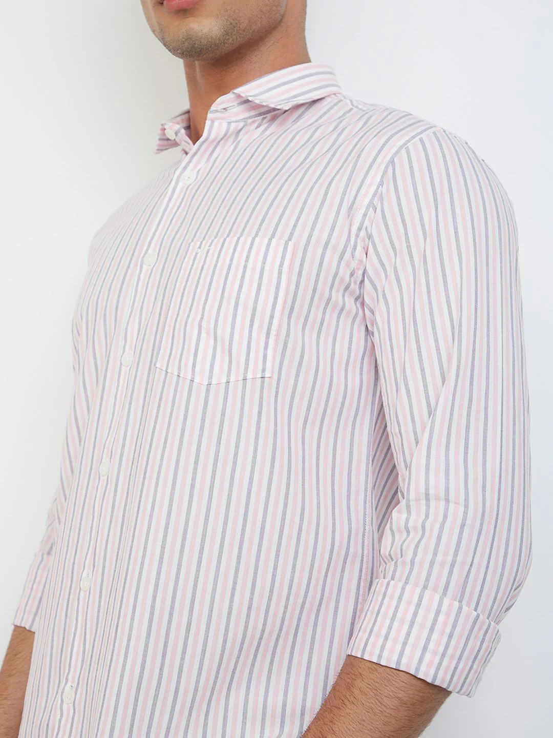 Park Avenue Men Slim Fit Vertical Stripes Opaque Pure Cotton Casual Shirt - Image 2