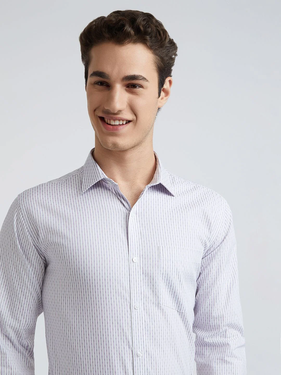 Park Avenue Men Slim Fit Vertical Stripes Opaque Pure Cotton Formal Shirt - Image 2