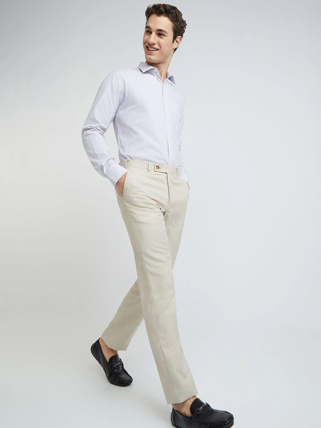 Park Avenue Men Slim Fit Vertical Stripes Opaque Pure Cotton Formal Shirt - Image 6