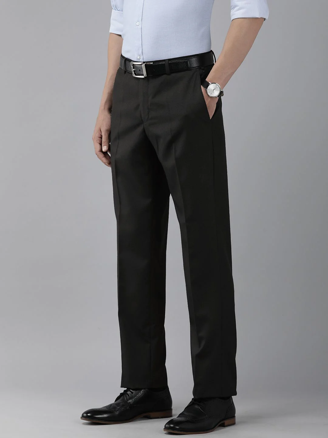 Park Avenue Men Solid Formal Trousers - Image 2