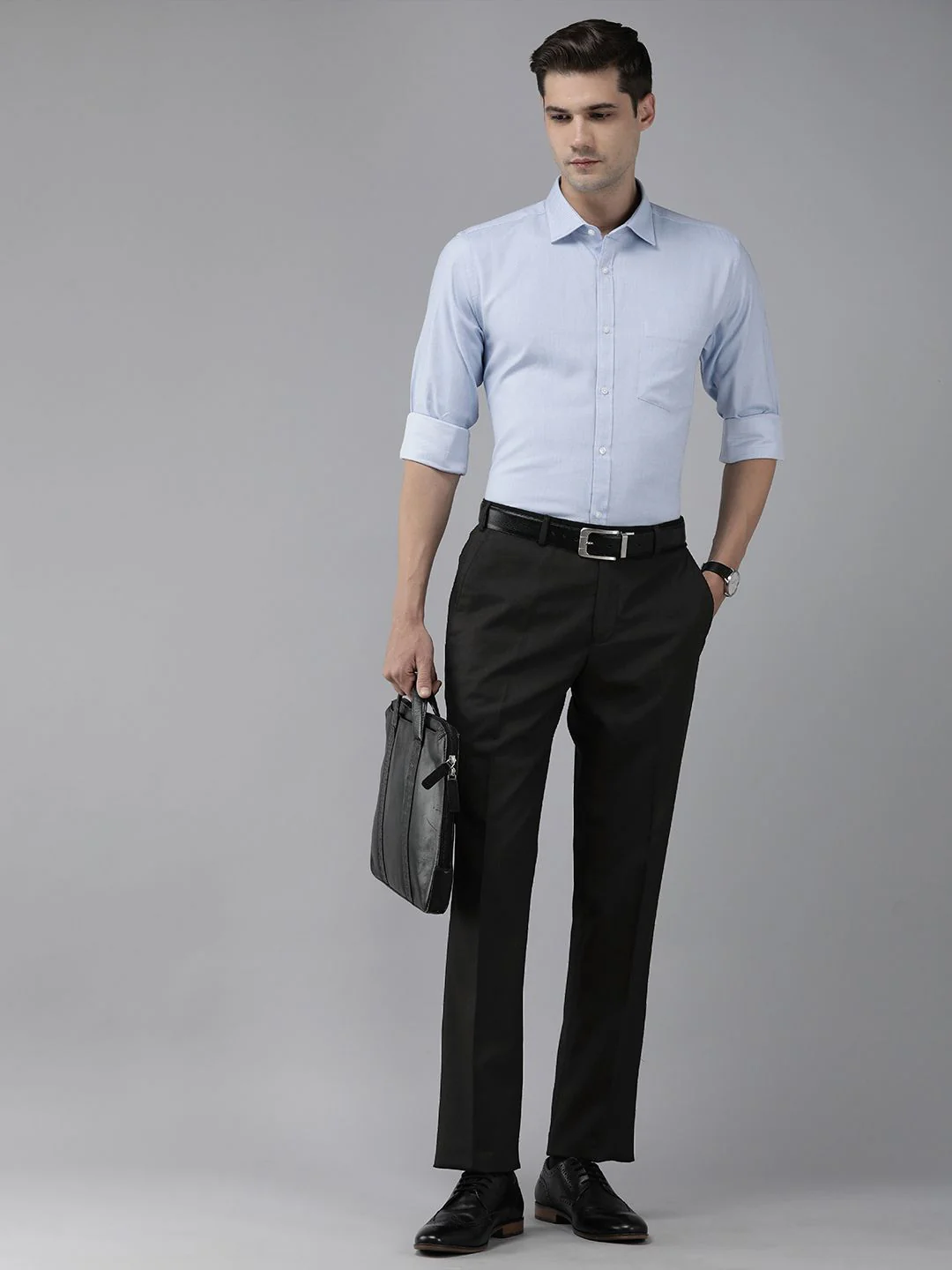 Park Avenue Men Solid Formal Trousers - Image 5