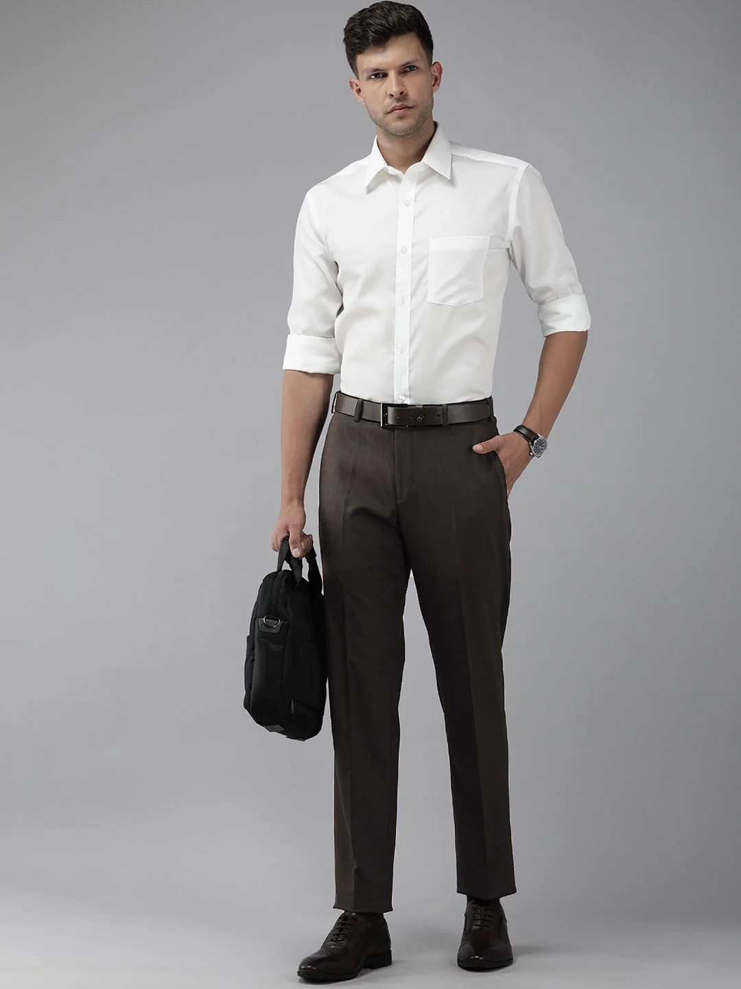 Park Avenue Men Solid Formal Trousers - Image 5