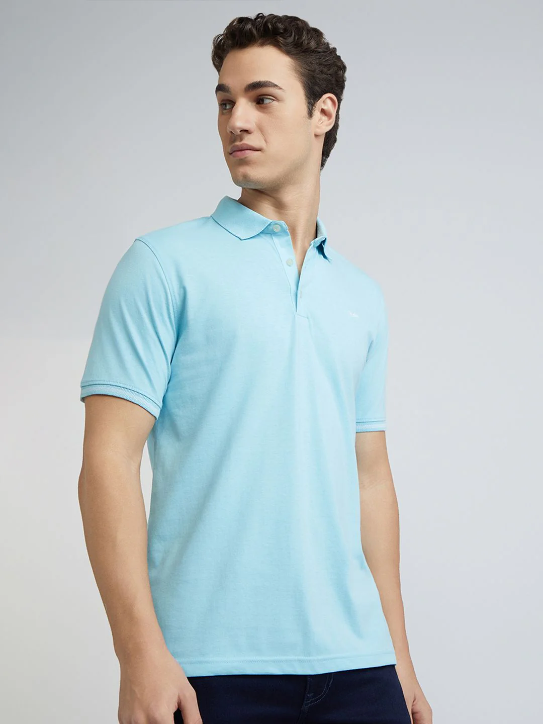 Park Avenue Men Solid Polo Collar Slim Fit T-shirt - Image 3