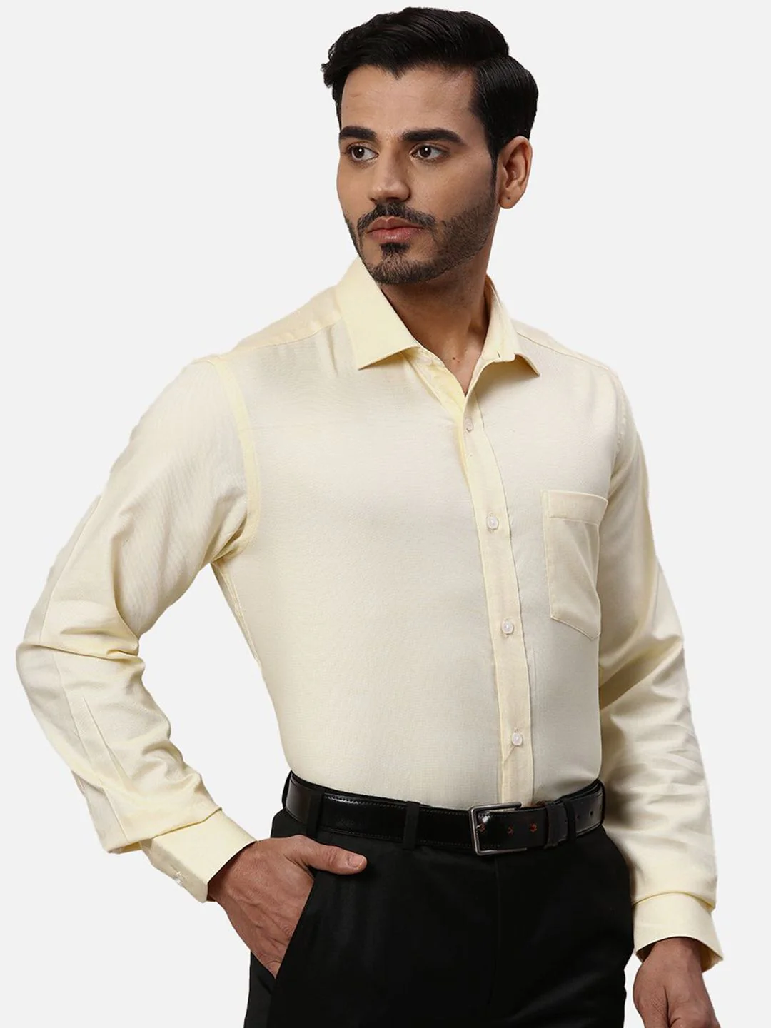 Park Avenue Men Spread Collar Textured Cotton Formal Shirt - Image 3