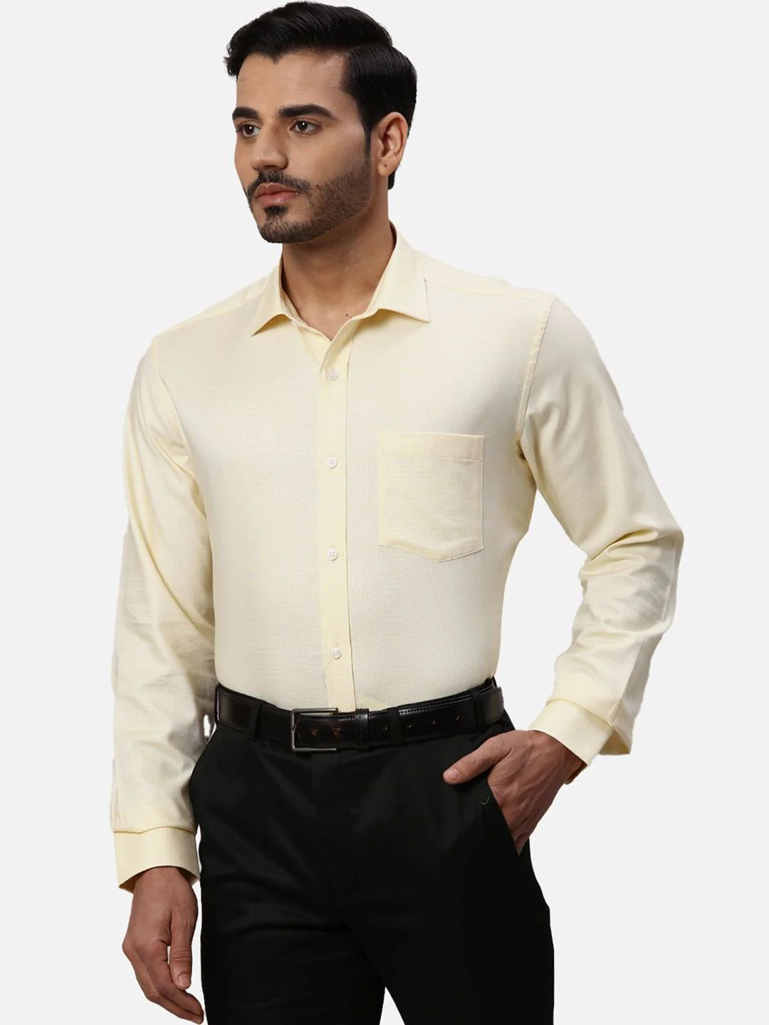 Park Avenue Men Spread Collar Textured Cotton Formal Shirt - Image 6