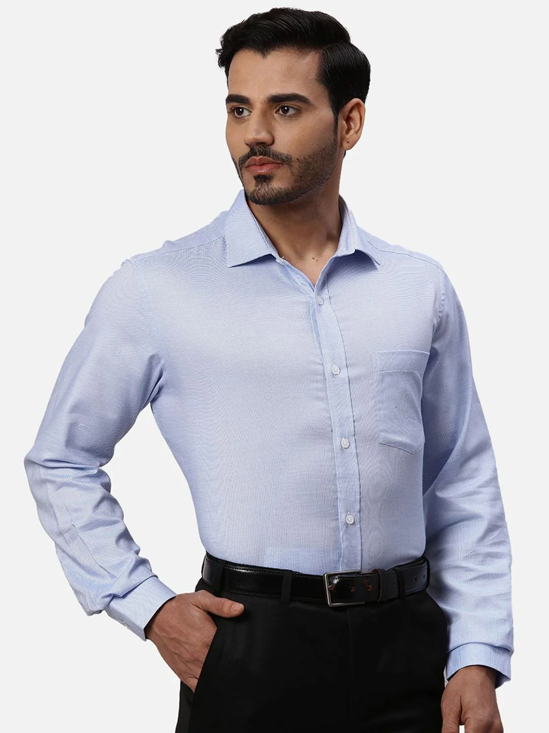 Park Avenue Men Spread Collar Textured Cotton Formal Shirt - Image 3