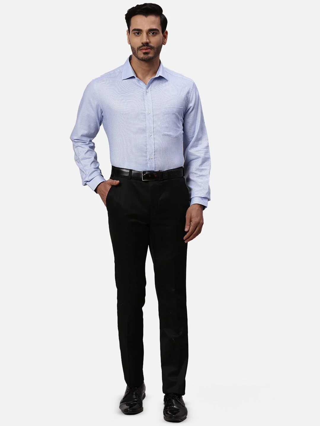 Park Avenue Men Spread Collar Textured Cotton Formal Shirt - Image 4