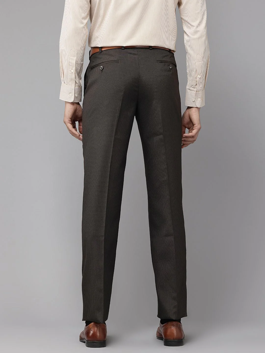 Park Avenue Men Striped Formal Trousers - Image 3
