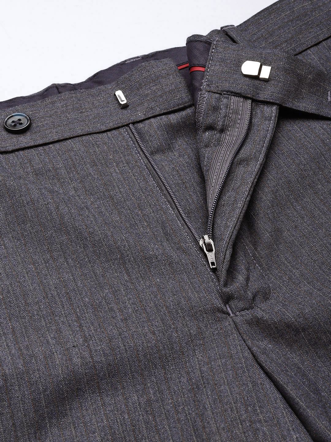 Park Avenue Men Striped Formal Trousers - Image 4