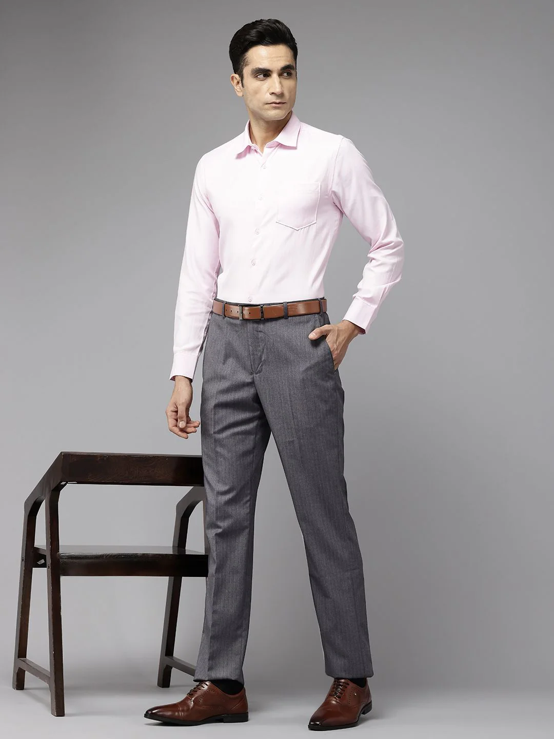 Park Avenue Men Striped Formal Trousers - Image 5