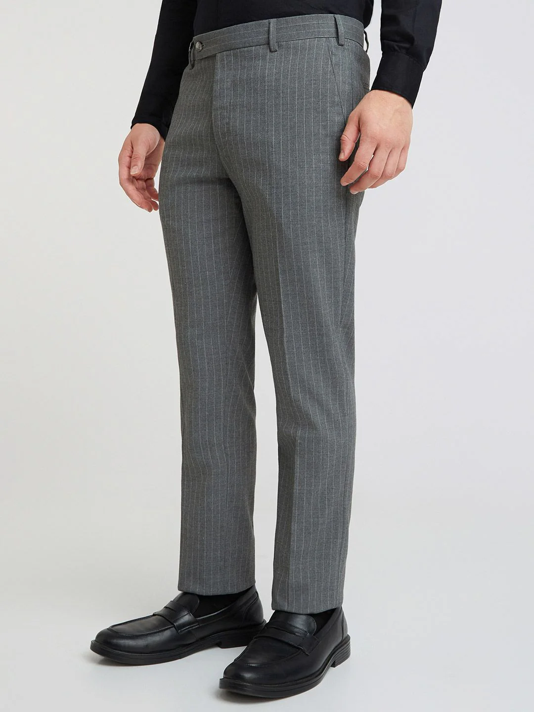Park Avenue Men Striped Slim Fit Formal Trousers - Image 3