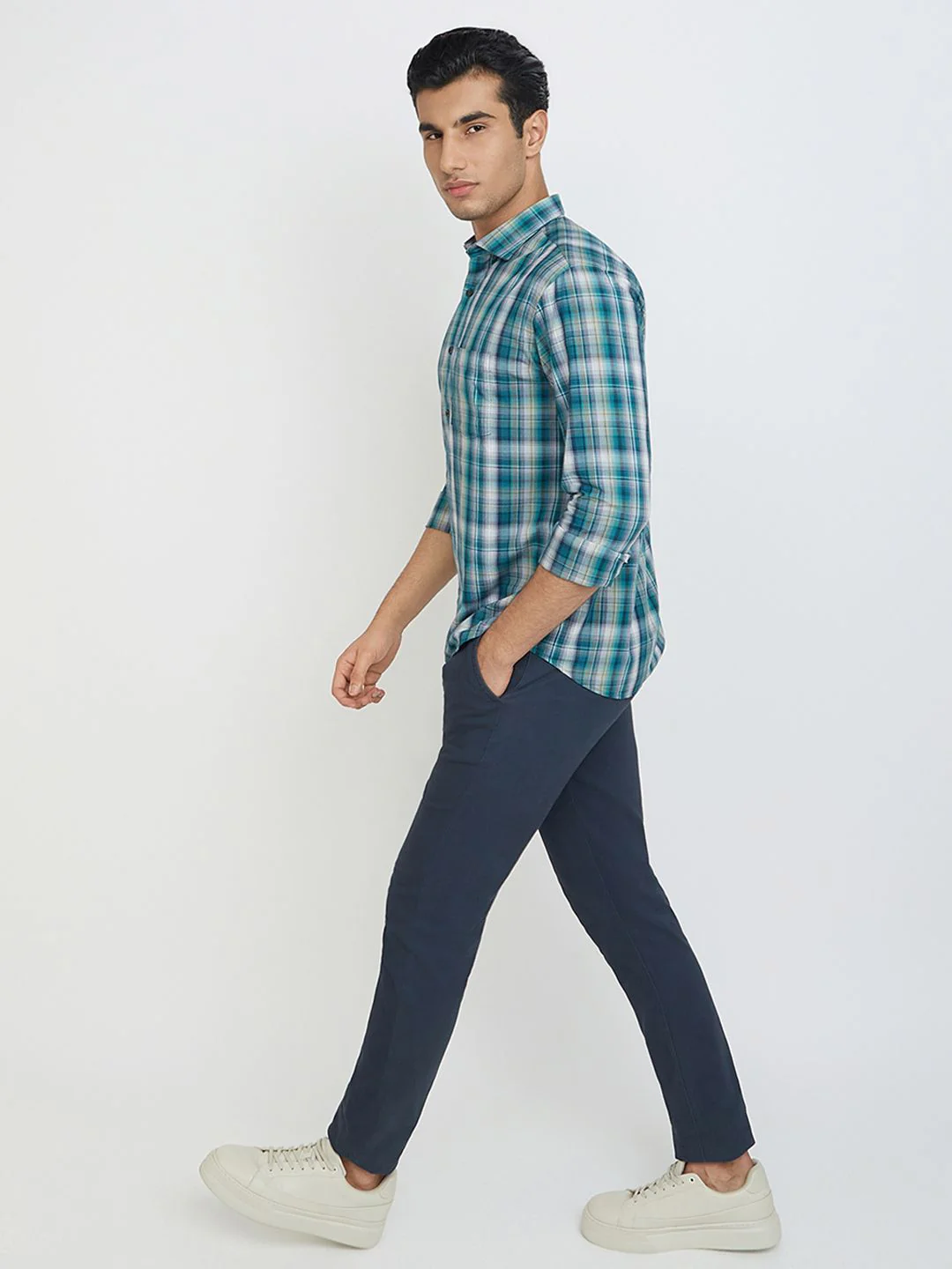Park Avenue Men Tartan Checked Slim Fit Pure Cotton Formal Shirt - Image 6