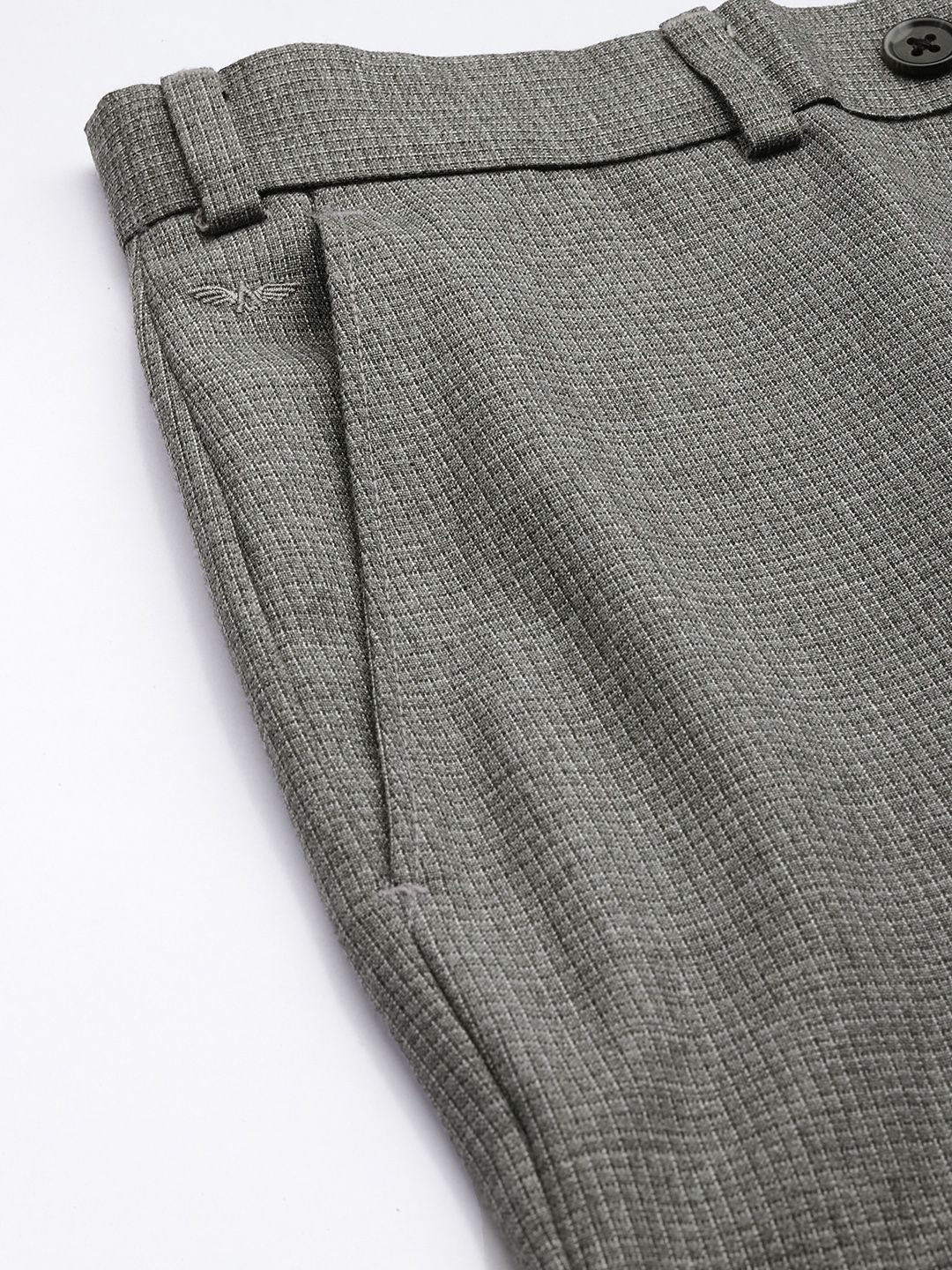 Park Avenue Men Textured Checked Formal Trousers - Image 6