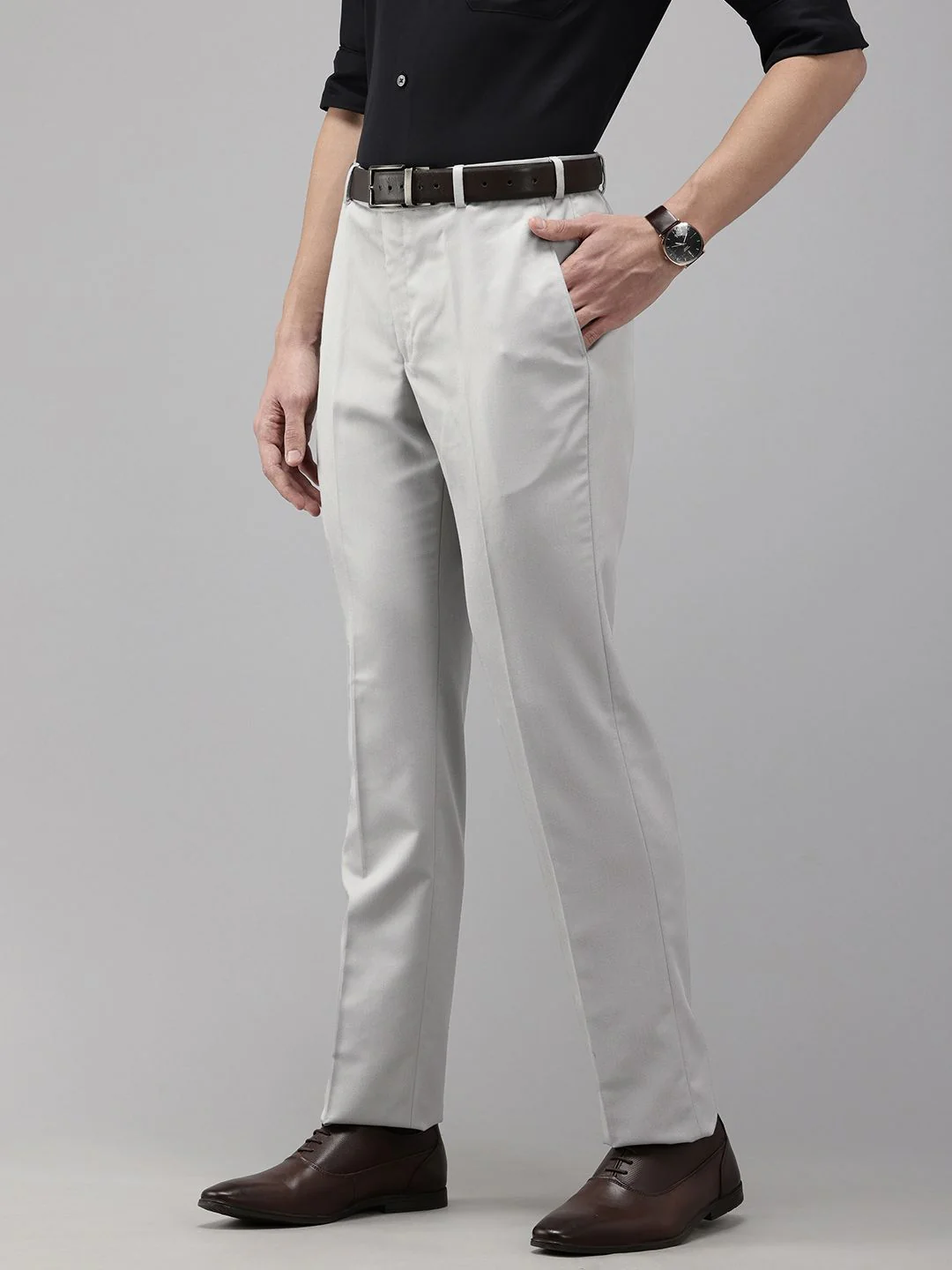 Park Avenue Men Textured Formal Trousers - Image 2