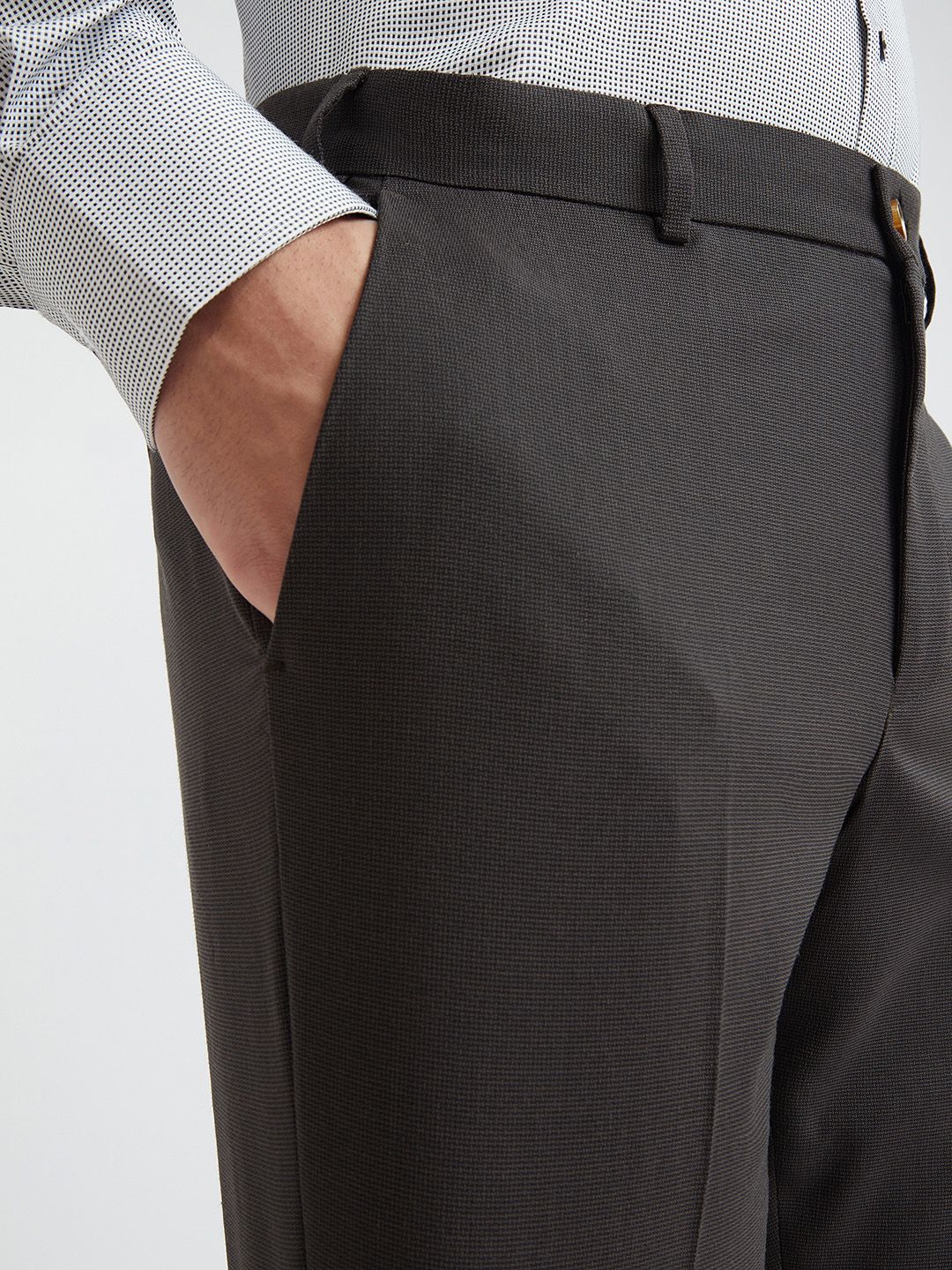 Park Avenue Men Textured Formal Trousers - Image 6