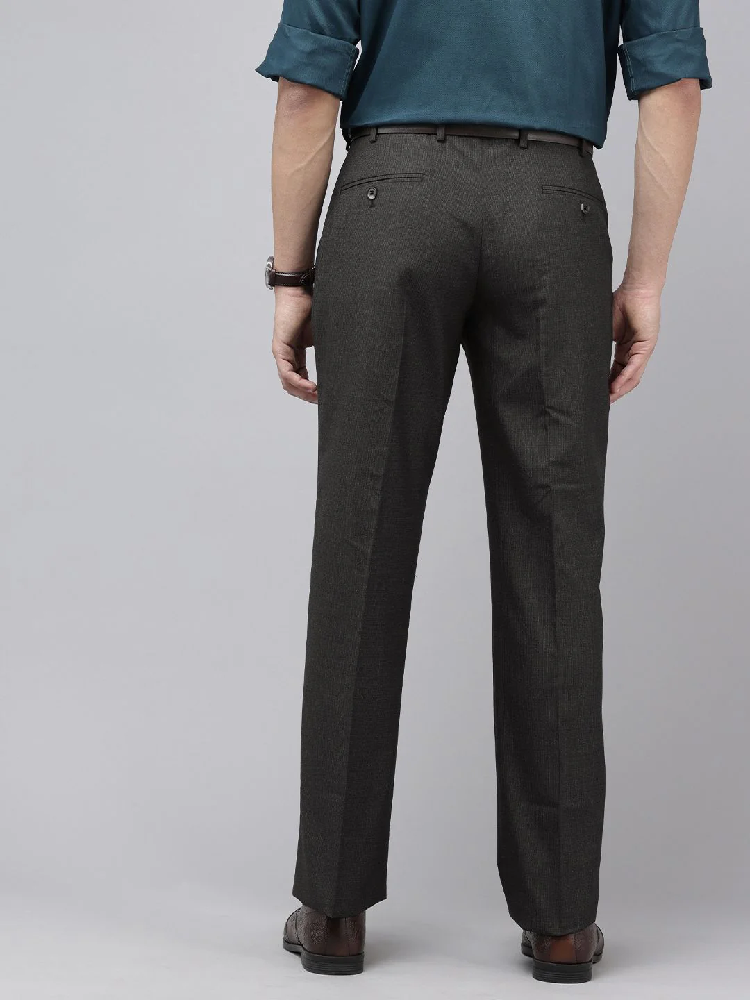 Park Avenue Men Textured Formal Trousers - Image 3