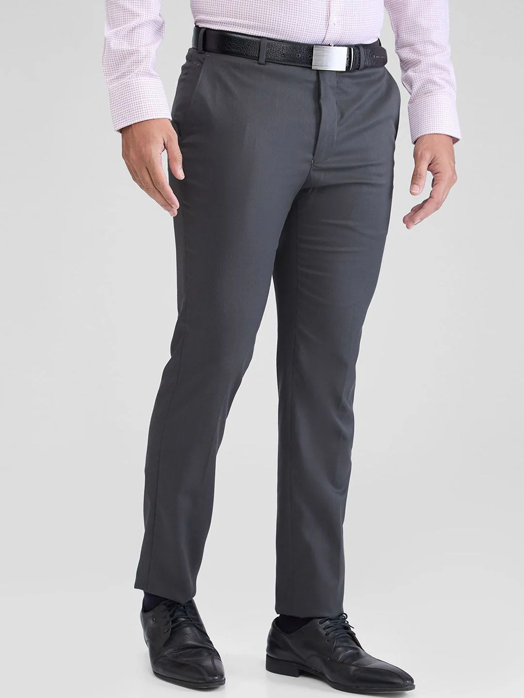 Park Avenue Men Textured Slim Fit Trousers - Image 2