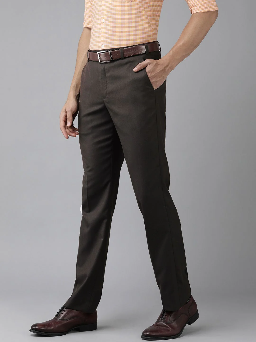Park Avenue Men Textured Smart Fit Mid-Rise Formal Trousers - Image 2