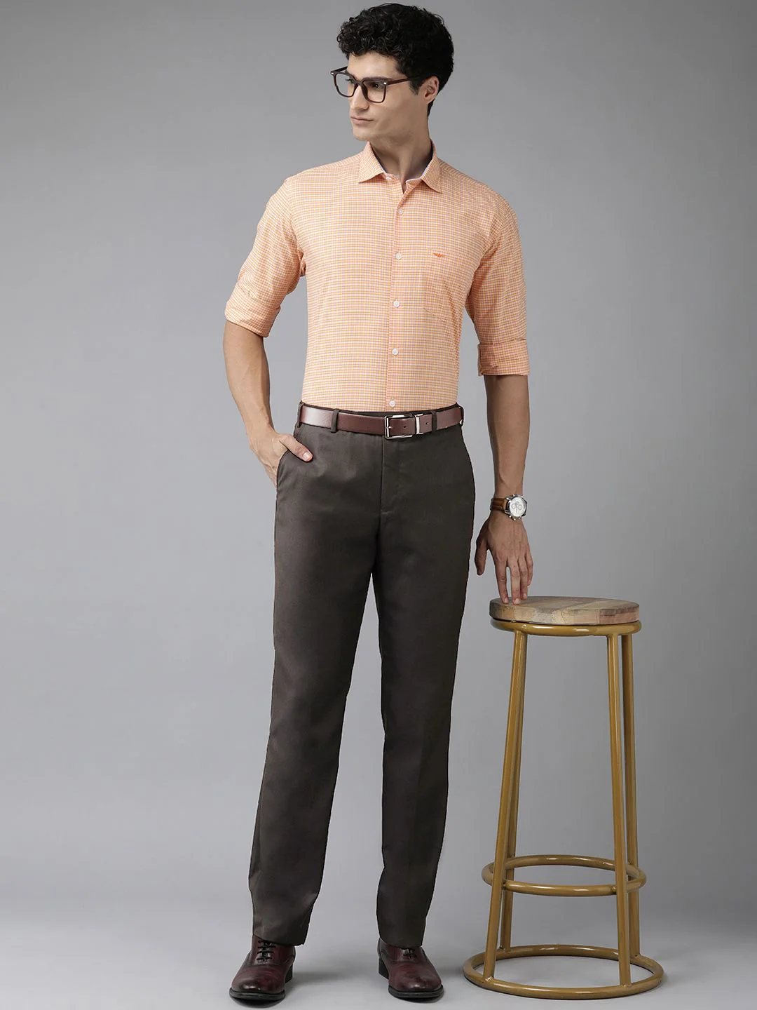 Park Avenue Men Textured Smart Fit Mid-Rise Formal Trousers - Image 5