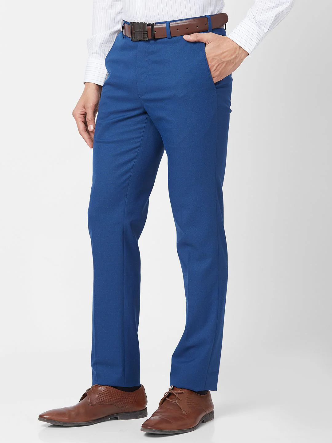 Park Avenue Men Textured Super Slim Fit Formal Trousers - Image 2