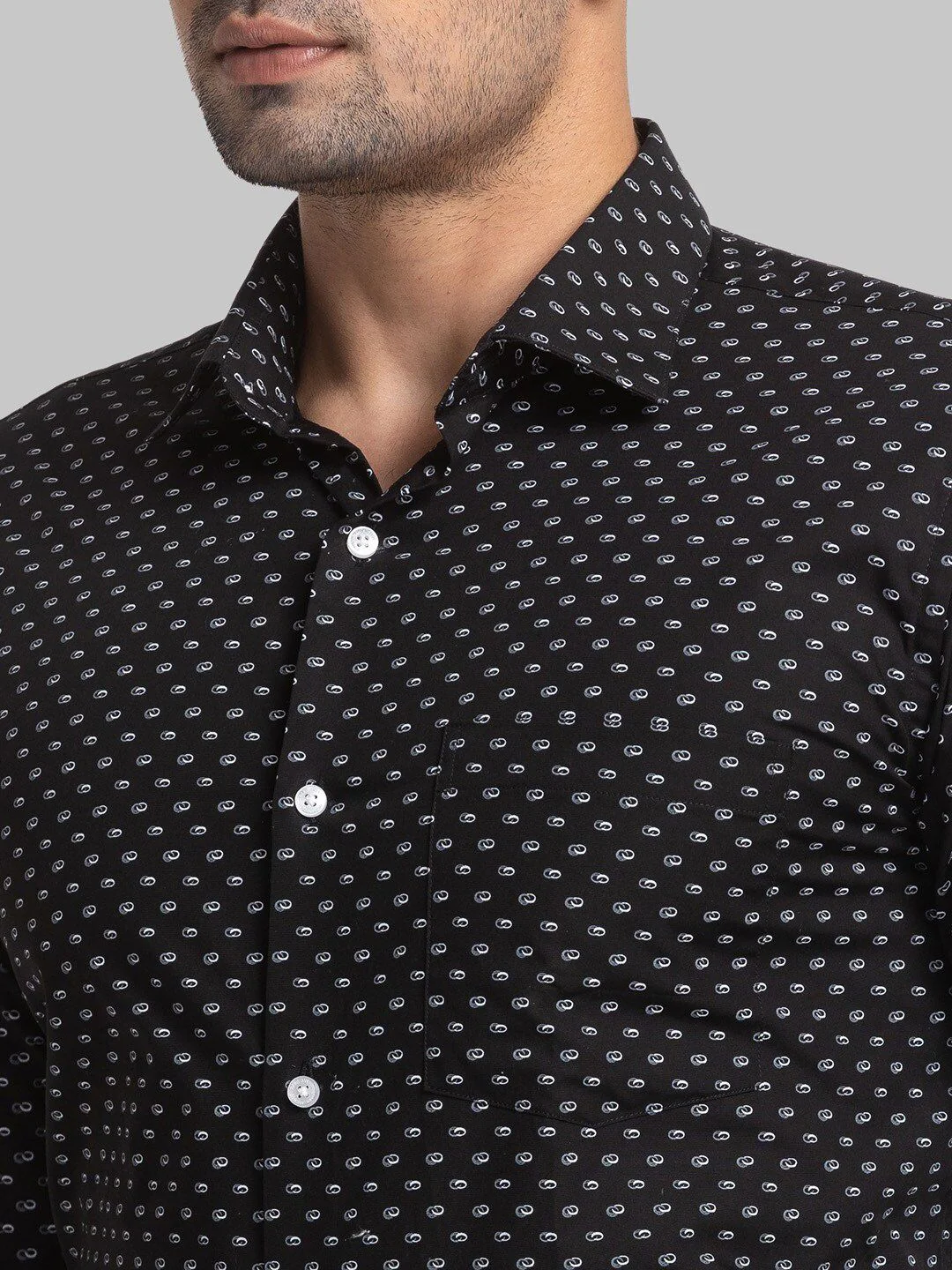 Park Avenue Micro Ditsy Printed Spread Collar Organic Cotton Slim Fit Formal Shirt - Image 2