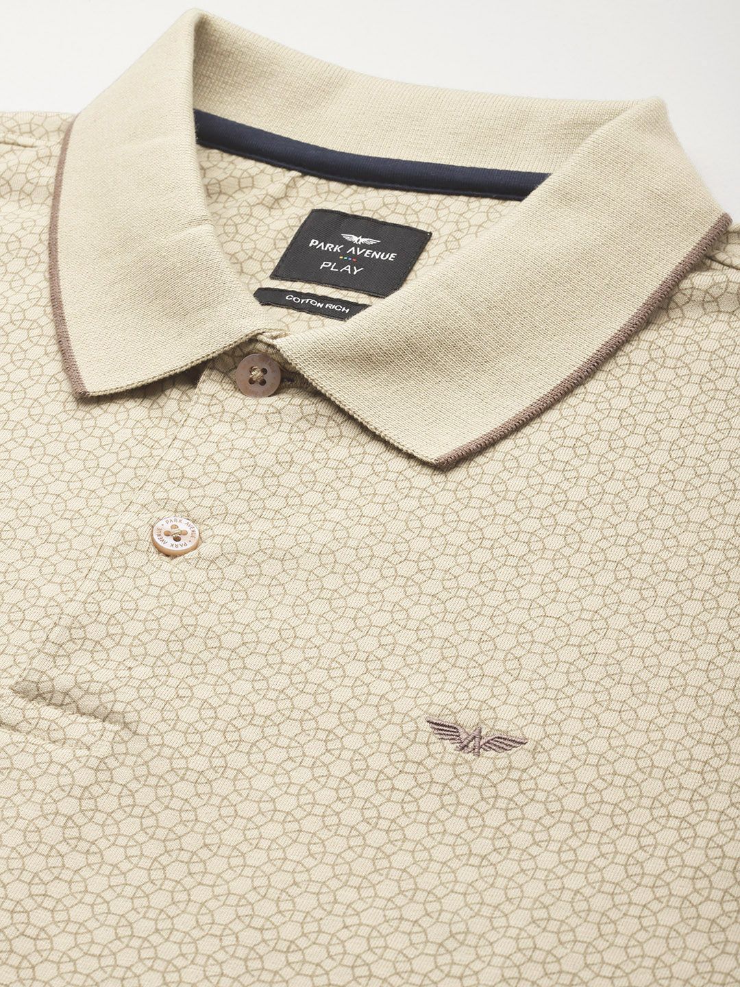 Park Avenue Micro Printed Polo Collar Slim Fit T-shirt - Image 2