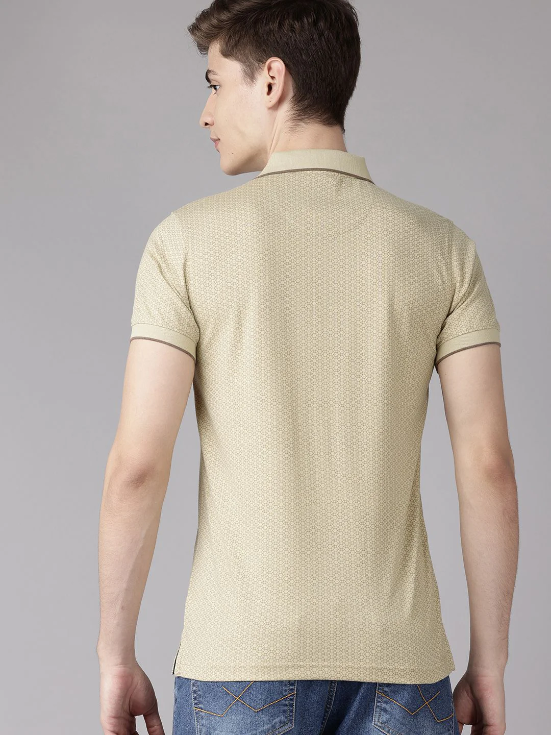 Park Avenue Micro Printed Polo Collar Slim Fit T-shirt - Image 5